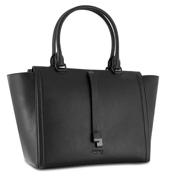 DKNY Tara Leather Tote Bag in Black - Picture 1 of 13